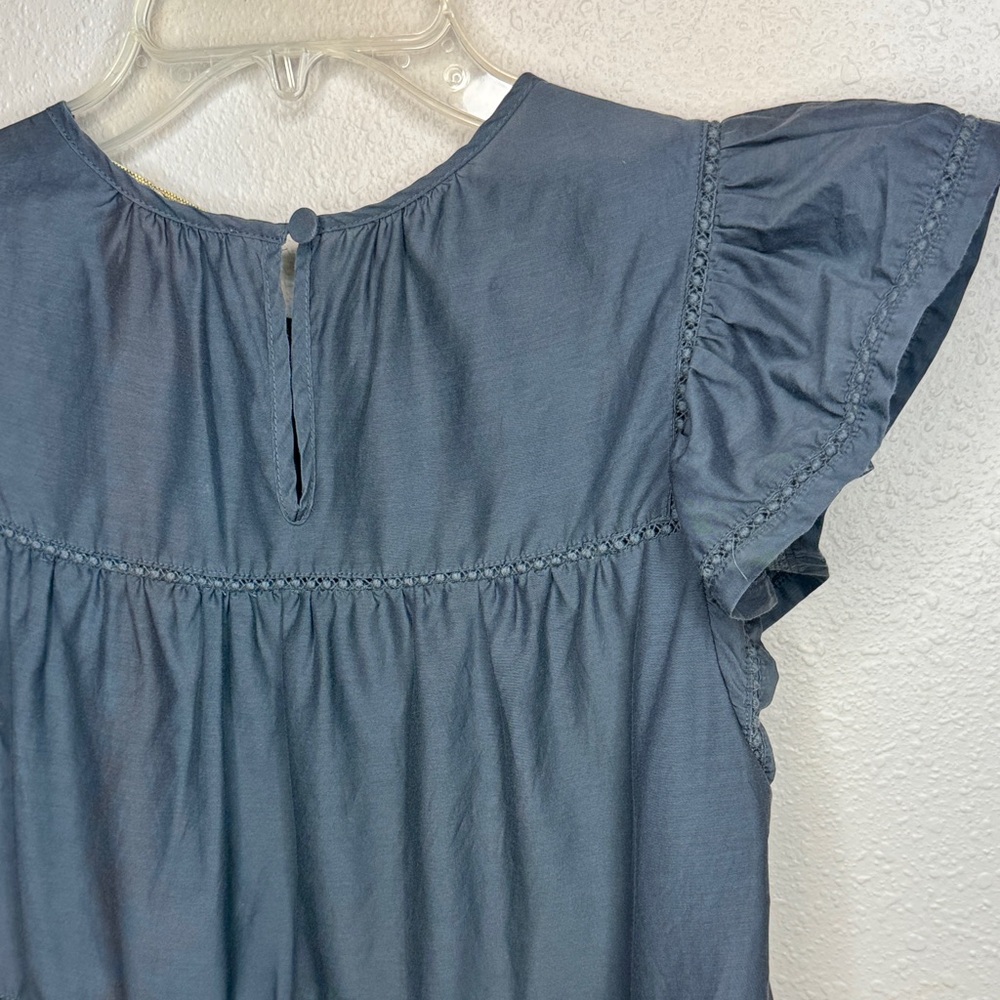 Marie Oliver Pennie‎ Charcoal Silk Cotton Crotchet Flutter Sleeve Boho - XS - Picture 11 of 16